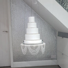 Load image into Gallery viewer, Suspended cake swing, hanging cake stand ,Pearl drape and crystal ,heavy duty holds 200lbs by Crystal wedding uk