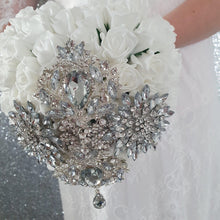 Load image into Gallery viewer, Heart shaped bridesmaid bouquet, Artificial wedding flowers by Crystal wedding uk