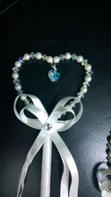 Load image into Gallery viewer, Flower girl wand, Crystal & Pearl heart. by Crystal wedding uk