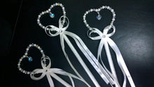 Load image into Gallery viewer, Flower girl wand, Crystal & Pearl heart. by Crystal wedding uk