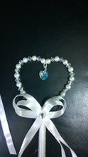 Load image into Gallery viewer, Flower girl wand, Crystal & Pearl heart. by Crystal wedding uk