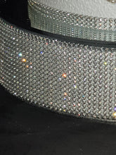 Load image into Gallery viewer, Crystal Rhinestone cake stand, diamante cake base, mirror top + 3 meters of matching cake trim by Crystal wedding uk