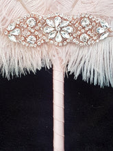 Load image into Gallery viewer, Ostrich Feather MINI Fan Bridesmaid bouquet - Feather hand fan Bouquet Great Gatsby wedding style 1920's -size 8"-10"