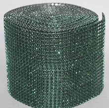 Load image into Gallery viewer, EMERALD GREEN Rhinestone ribbon, Diamond Mesh, Diamante Bling, Crystal trim 1 METER cake trim. by Crystal wedding uk