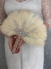 Load image into Gallery viewer, Feather Fan wedding bouquet, feather bouquet by Crystal wedding uk