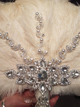 Load image into Gallery viewer, Feather Fan wedding bouquet, feather bouquet by Crystal wedding uk