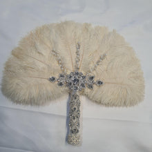 Load image into Gallery viewer, Feather Fan wedding bouquet, feather bouquet by Crystal wedding uk