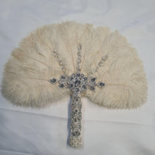 Load image into Gallery viewer, Feather Fan wedding bouquet, feather bouquet by Crystal wedding uk