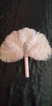 Load image into Gallery viewer, 3 X Ostrich Feather Fan. BLUSH FEATHERS- size 12" Bridesmaids fan bouquets for wedding by Crystal wedding uk