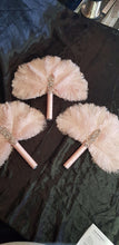 Load image into Gallery viewer, 3 X Ostrich Feather Fan. BLUSH FEATHERS- size 12" Bridesmaids fan bouquets for wedding by Crystal wedding uk