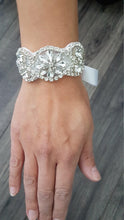 Load image into Gallery viewer, Wedding Cuff Bracelet Great Gatsby Vintage Glam Art Deco Crystal rhinestone bridesmaid flower girl small size- by Crystal wedding uk