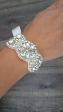 Load image into Gallery viewer, Wedding Cuff Bracelet Great Gatsby Vintage Glam Art Deco Crystal rhinestone bridesmaid flower girl small size- by Crystal wedding uk