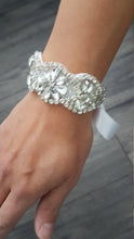 Load image into Gallery viewer, Wedding Cuff Bracelet Great Gatsby Vintage Glam Art Deco Crystal rhinestone bridesmaid flower girl small size- by Crystal wedding uk