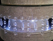 Load image into Gallery viewer, Diamante or Pearl crystal linked Podium style cake stand by Crystal wedding uk