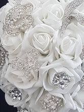 Load image into Gallery viewer, Rose & Brooch bouquet, bridesmaid brooch bouquet, buttonholes, all sold separately, any colour by Crystal wedding uk