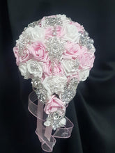Load image into Gallery viewer, Rose & Brooch bouquet, bridesmaid brooch bouquet, buttonholes, all sold separately, any colour by Crystal wedding uk
