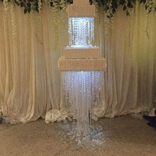 Load image into Gallery viewer, Crystal wedding cake table. cake stand, chandelier style Table - TALL FLOOR STANDING sizes with Led by Crystal wedding uk