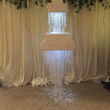 Load image into Gallery viewer, Crystal wedding cake table. cake stand, chandelier style Table - TALL FLOOR STANDING sizes with Led by Crystal wedding uk