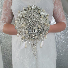 Load image into Gallery viewer, Crystal brooch bouquet, jewel bouquet, alternative Great Gatsby style wedding flowers. by Crystal wedding uk