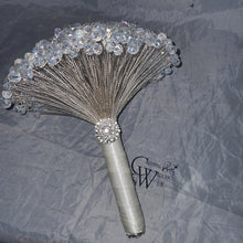 Load image into Gallery viewer, Crystal bouquet, Brides wire bead jewel bouquet. rose gold. silver or Gold by Crystal wedding uk