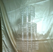 Load image into Gallery viewer, Crystal cake stand, 3 tier wedding cake stand, Faux crystal beads round or square shape by Crystal wedding uk