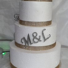 Load image into Gallery viewer, A to Z letters Swarovski element Rhinestone monogram Cake Topper decor, Wedding Initials, Silver cake topper,rhinestone cake decorations.