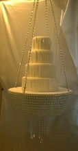 Load image into Gallery viewer, Cake Swing, Crystal Chandelier suspended cake platform. PREMIUM Glass crystal Heavy duty by Crystal wedding uk