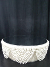 Load image into Gallery viewer, White Pearl and crystals drape design wedding cake stand - round or square all sizes by Crystal wedding uk