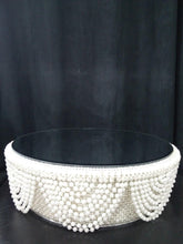 Load image into Gallery viewer, White Pearl and crystals drape design wedding cake stand - round or square all sizes by Crystal wedding uk