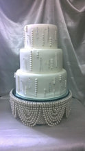 Load image into Gallery viewer, White Pearl and crystals drape design wedding cake stand - round or square all sizes by Crystal wedding uk