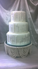 Load image into Gallery viewer, White Pearl and crystals drape design wedding cake stand - round or square all sizes by Crystal wedding uk