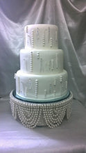 Load image into Gallery viewer, White Pearl and crystals drape design wedding cake stand - round or square all sizes by Crystal wedding uk