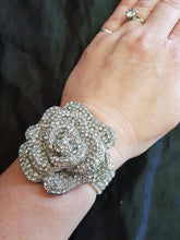 Load image into Gallery viewer, Wrist corsage ,Crystal Rose Wedding Cuff, bridesmaid Bracelet, Rose gold by Crystal wedding uk