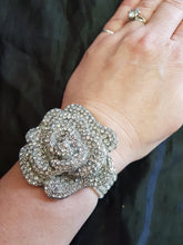 Load image into Gallery viewer, Wrist corsage ,Crystal Rose Wedding Cuff, bridesmaid Bracelet, Rose gold by Crystal wedding uk