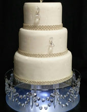Load image into Gallery viewer, Cake stand Chandelier drape design with lights - for WEDDING CAKE many sizes by Crystal wedding uk