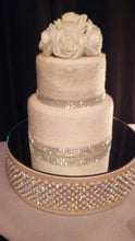 Load image into Gallery viewer, Wedding cake stand Podium Vintage inspired Pearl & Rhinestone cake holder all sizes round and square by Crystal wedding uk