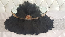 Load image into Gallery viewer, Ostrich Feather cake stand ,GATSBY 1920's style wedding cake stand - many colours - all sizes by Crystal wedding uk