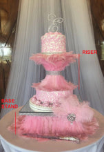 Load image into Gallery viewer, Ostrich Feather cake stand ,GATSBY 1920's style wedding cake stand - many colours - all sizes by Crystal wedding uk