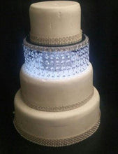 Load image into Gallery viewer, crystal cake stand , faux tiers made with acrylic beads or Real crystal beads, 3 tier wedding cake stand. by Crystal wedding uk