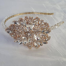 Load image into Gallery viewer, Large side tiara , Vintage inspired crystal band, Silver, Gold or Rose gold by Crystal wedding uk