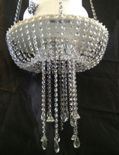 Load image into Gallery viewer, Suspended cake Swing mirror top - gold or silver Faux Crystal chandelier style drape by Crystal wedding uk