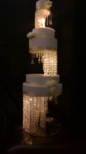Load image into Gallery viewer, Crystal cake stand + 2 separators chandelier wedding cake with LED Lights,set of 3 pieces side bar Illusion 8" 12" 16" by Crystal wedding uk