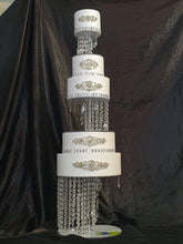 Load image into Gallery viewer, Crystal cake stand + 2 separators chandelier wedding cake with LED Lights,set of 3 pieces side bar Illusion 8" 12" 16" by Crystal wedding uk