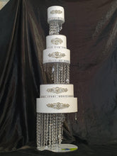 Load image into Gallery viewer, Crystal cake stand + 2 separators chandelier wedding cake with LED Lights,set of 3 pieces side bar Illusion 8" 12" 16" by Crystal wedding uk