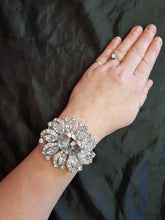 Load image into Gallery viewer, Wrist corsage ,Crystal rhinestone OVAL Wedding Cuff, bridesmaid Bracelet by Crystal wedding uk