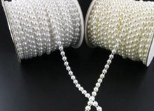 Load image into Gallery viewer, 1 meter Pearl chain ribbon banding string cake ribbon trim & for crafts by Crystal wedding uk