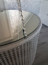 Load image into Gallery viewer, suspended cake chandelier, Faux crystal,cake swing + remote Led colour change lights by Crystal wedding uk