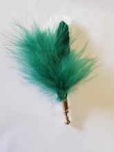 Load image into Gallery viewer, Feather buttonhole Boutonnière, Great Gatsby wedding style -ANY COLOUR by Crystal wedding uk