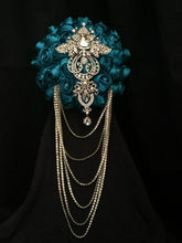 Load image into Gallery viewer, Diamante crystal Rhinestone drape bridal bouquet - Fully personalised in many colours with silver crystal brooches. by Crystal wedding uk