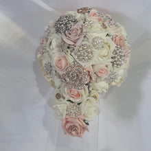 Load image into Gallery viewer, BROOCH BOUQUET Blush & Pearl wedding bouquet by Crystal wedding uk